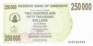 250000 Dollars Zimbabwe p.50 2007